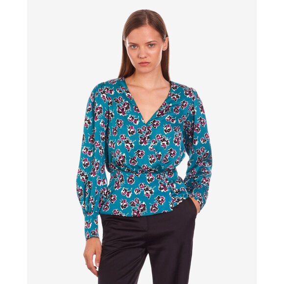 The Kooples Womens Rock Roses Floral V-Neck Blouse French Fashion - Picture 7 of 9